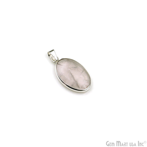 Rose Quartz Gemstone Oval 31x18mm Sterling Silver Necklace Pendant 1PC