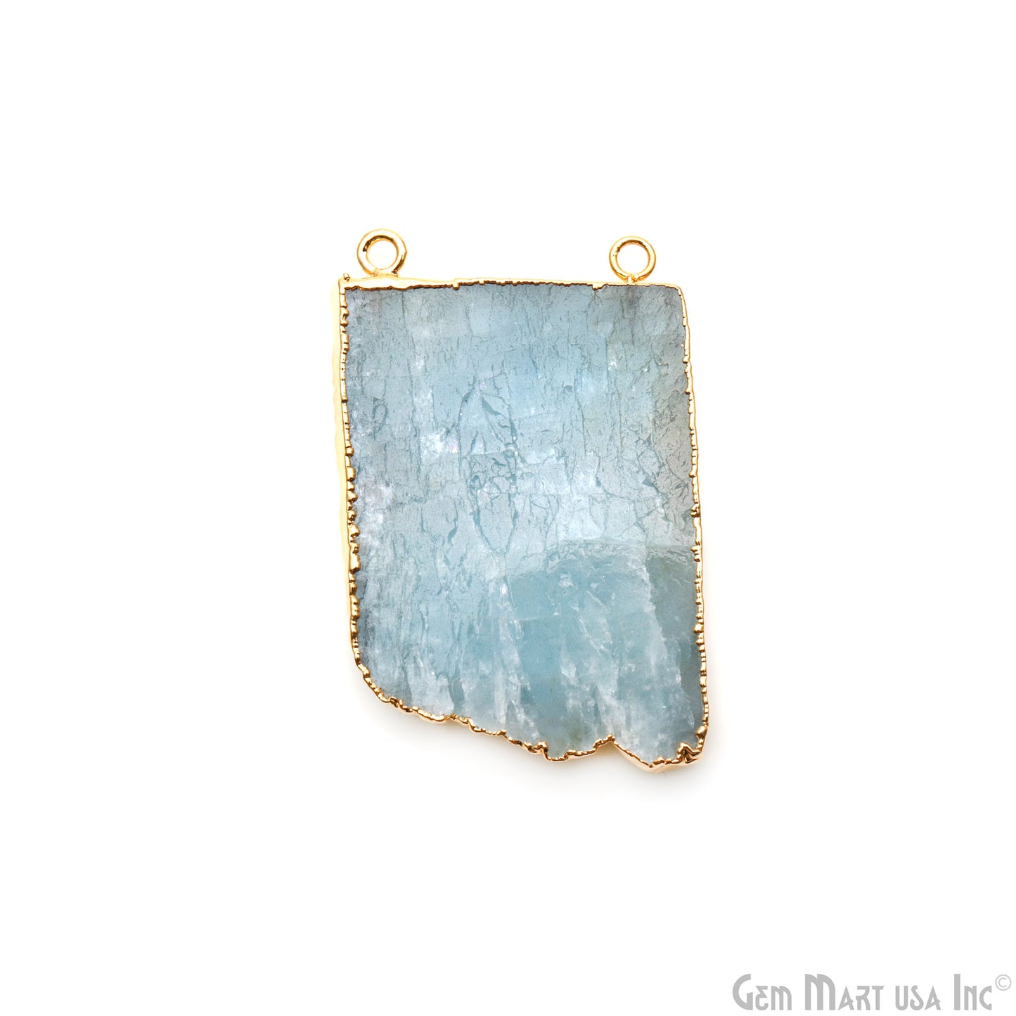 Aquamarine Free Form shape 54x36mm Gold Electroplated Gemstone Cat Bail Connector