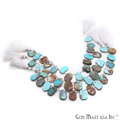 Arizona Turquoise Gemstone 23x19mm Beaded Handmade Silver Wire Rondelle - GemmartUSA