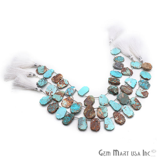 Arizona Turquoise Gemstone 23x19mm Beaded Handmade Silver Wire Rondelle - GemmartUSA