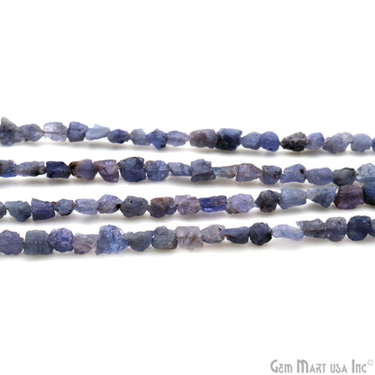 Tanzanite Rough Beads, 8 Inch Gemstone Strands, Drilled Strung Briolette Beads, Free Form, 7x5mm