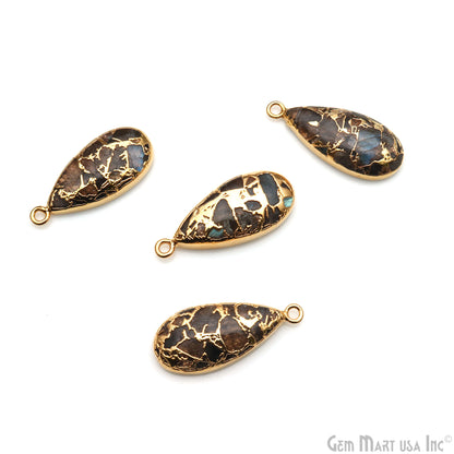 Pear Shape 28x12mm Gold Electroplated Single Bail Gemstone Connector