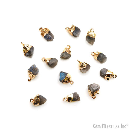 Rough Gemstone 15x10mm (appx.) Free From Gold Electroplated Single Bail Connector