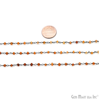 Carnelian 2-2.5mm Round Tiny Beads Oxidized Rosary Chain