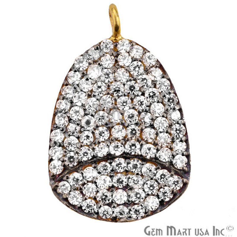 Cubic Zircon Pave 'Fancy Cap' Gold Vermeil Charm For Bracelet & Pendants - GemmartUSA