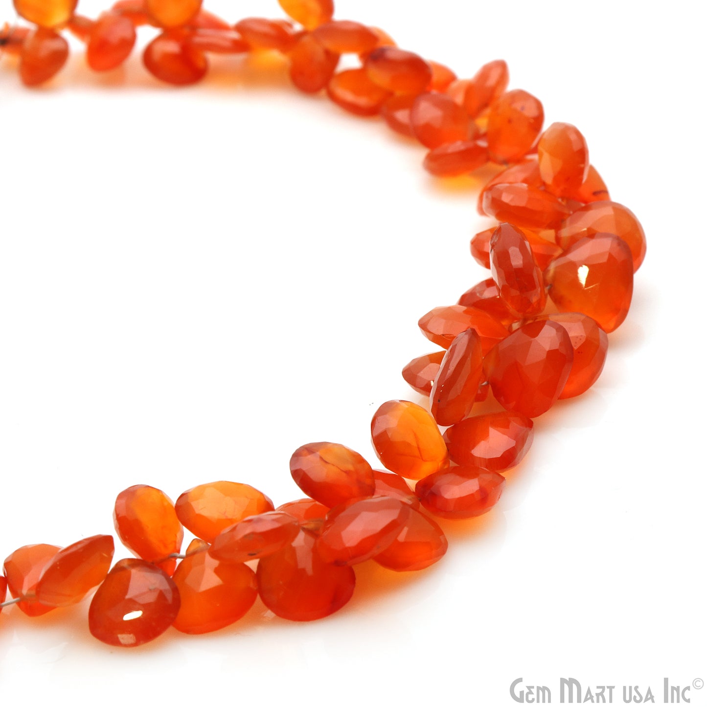 Carnelian Heart Beads, 10 Inch Gemstone Strands, Drilled Strung Briolette Beads, Heart Shape, 7-8mm