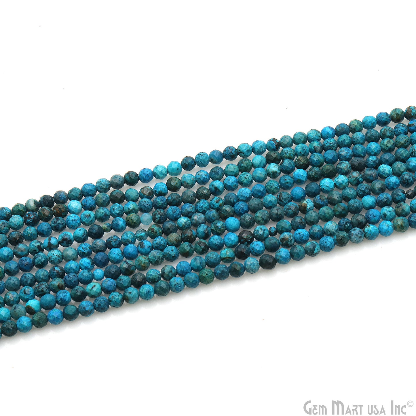 Chrysocolla Rondelle Beads, 12.5 Inch Gemstone Strands, Drilled Strung Nugget Beads, Faceted Round, 3-4mm