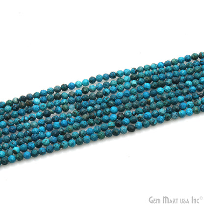 Chrysocolla Rondelle Beads, 12.5 Inch Gemstone Strands, Drilled Strung Nugget Beads, Faceted Round, 3-4mm