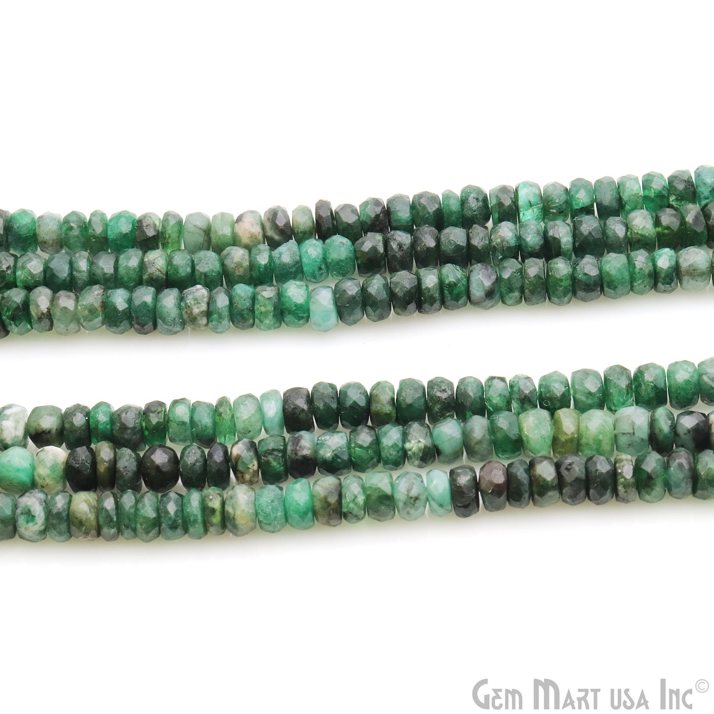Emerald Round 5-6MM Faceted Tiny Rondelle Beads 1 Strand - GemMartUSA