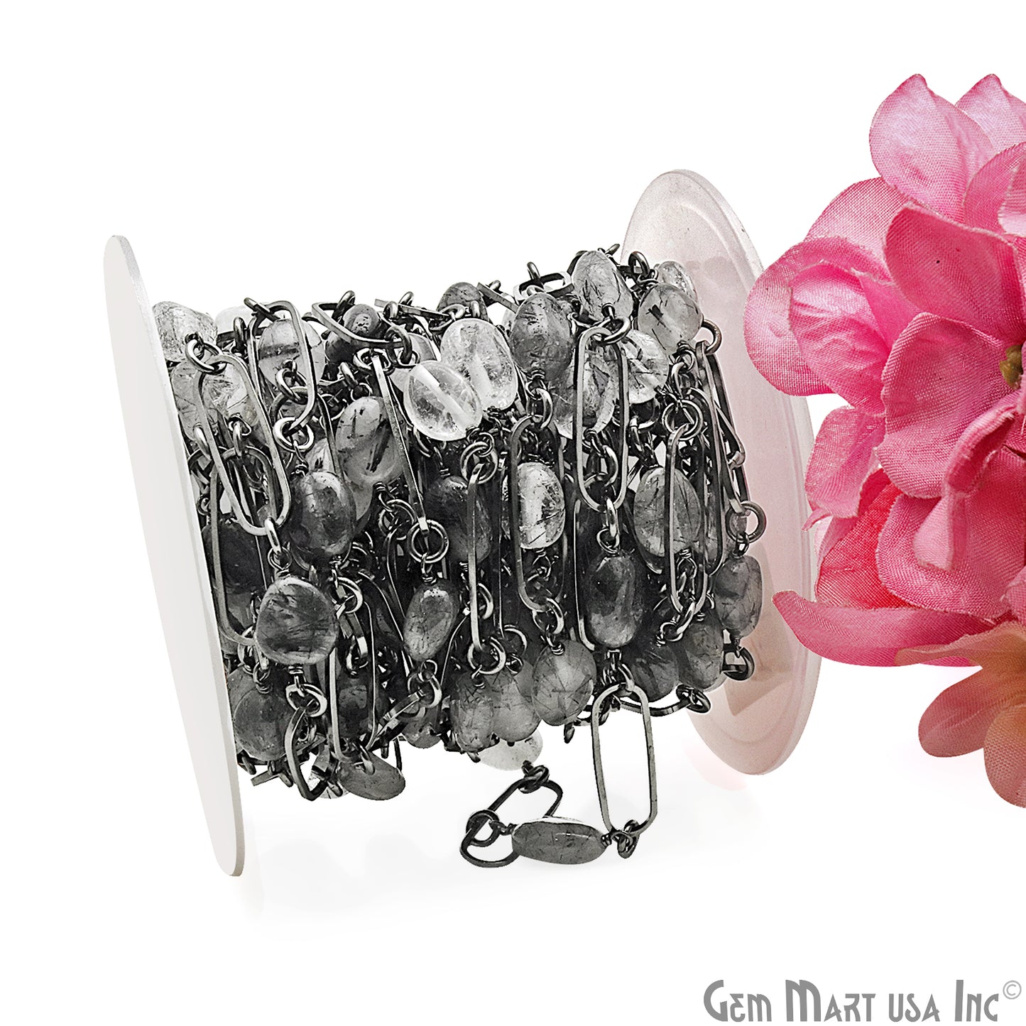 Rutilated With Oxidized Rectangle Finding Rosary Chain - GemMartUSA