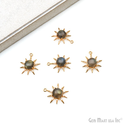 Gemstone Rising Sun Connector Sunburst Pendant Gold Plated 9mm