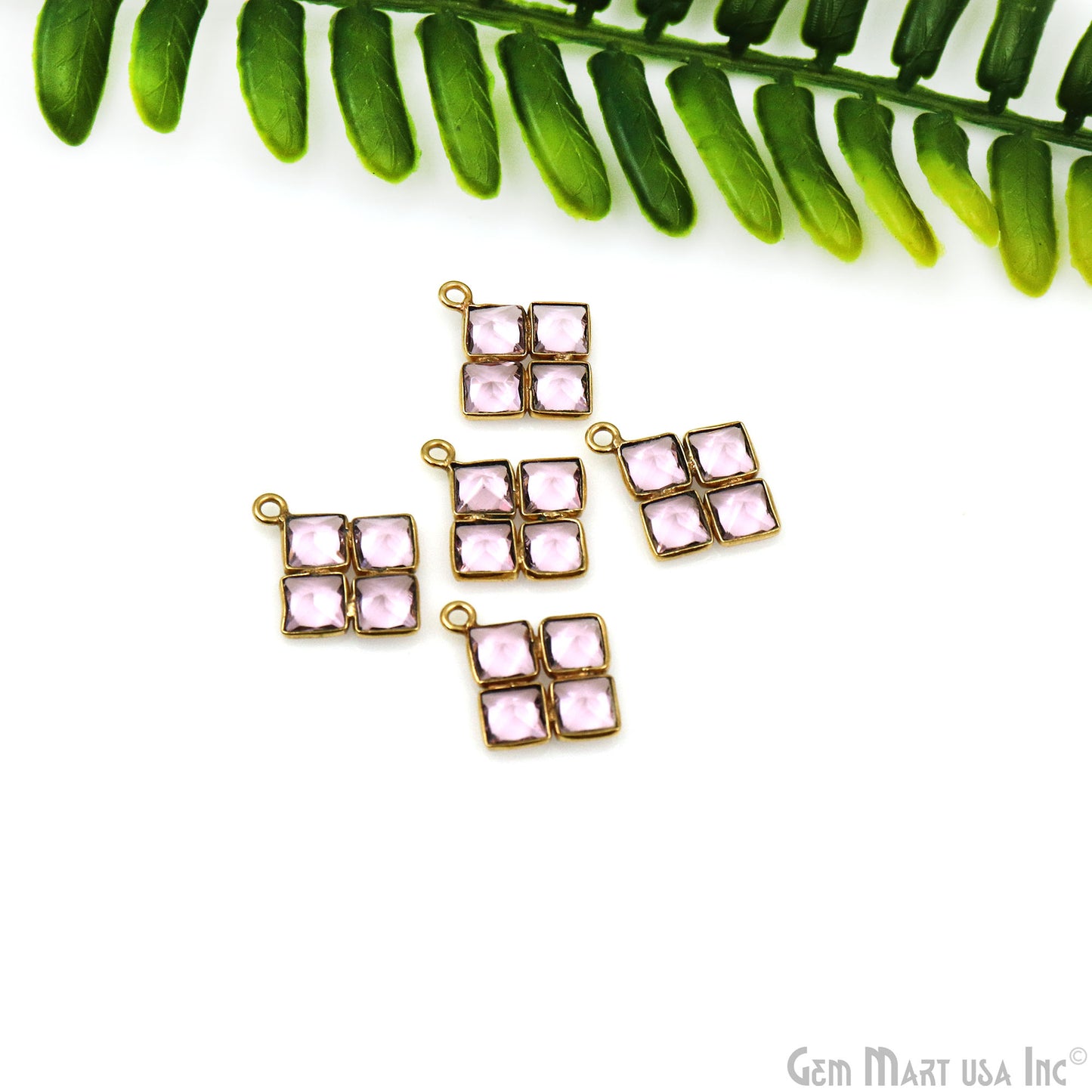 DIY Square Gemstone 12mm Gold Plated Chandelier Finding Component