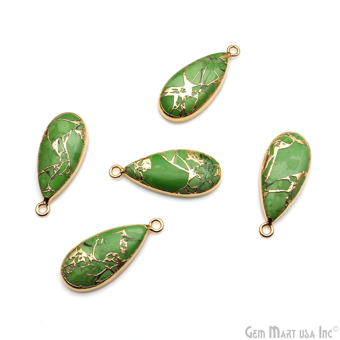 Pear Shape 28x12mm Gold Electroplated Single Bail Gemstone Connector