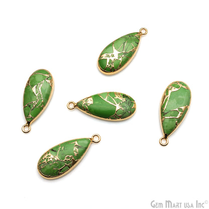 Pear Shape 28x12mm Gold Electroplated Single Bail Gemstone Connector