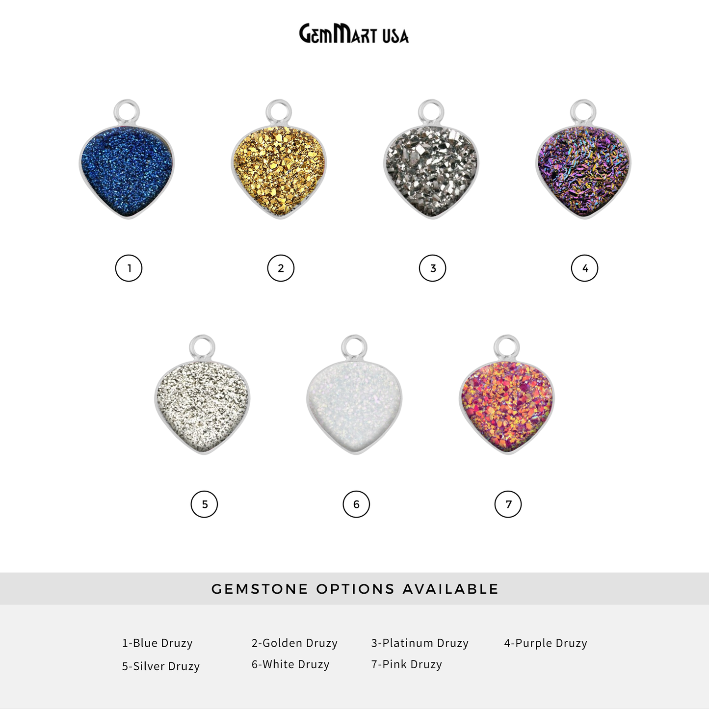 Natural Titanium Druzy 12mm Silver Single Bail Heart Bezel Connector