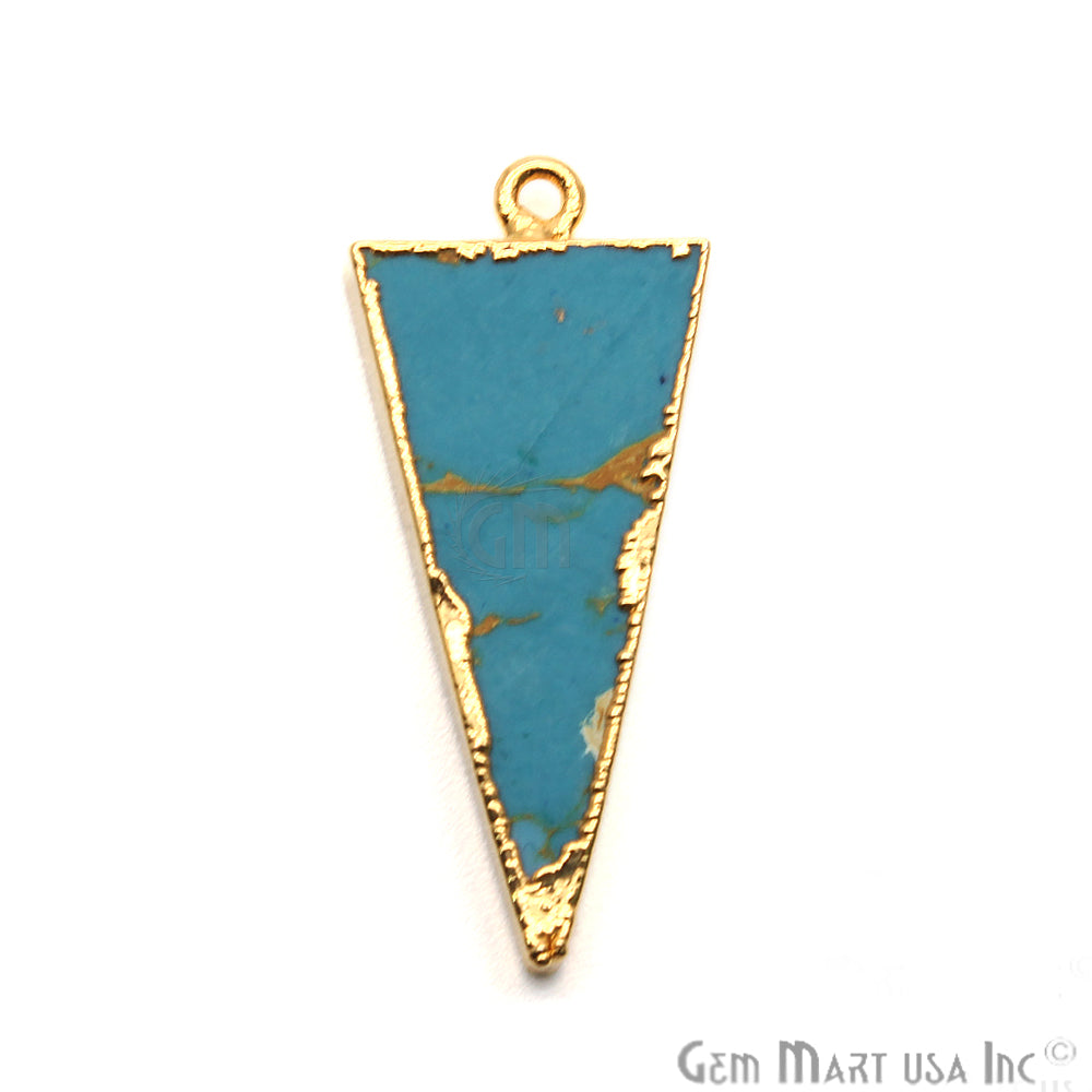 Gold Plated 35x15mm Triangle Shape Sediment Jasper Pendant (50063) - GemMartUSA