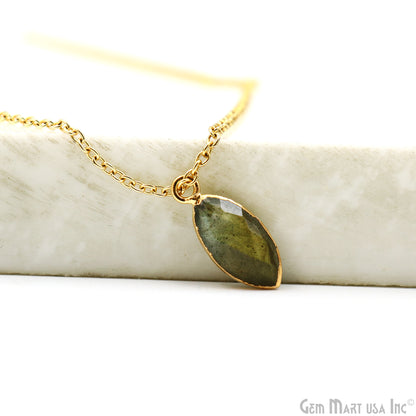 Labradorite 8x16mm Marquise Shape Gold Electroplated Gemstone Connector