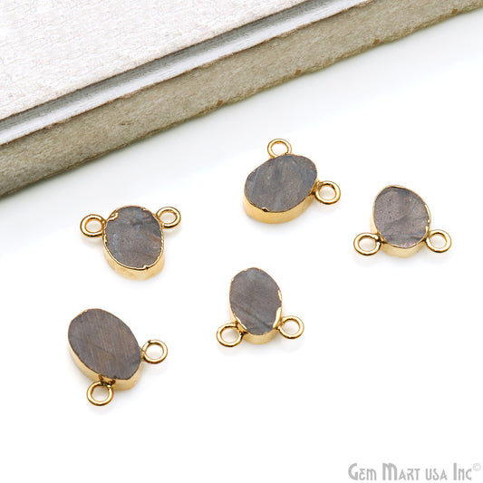 Labradorite Free Form Shape 13x11mm Gold Electroplated Connector
