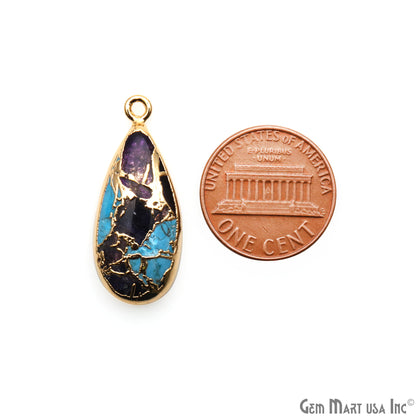Pear Shape 28x12mm Gold Electroplated Single Bail Gemstone Connector