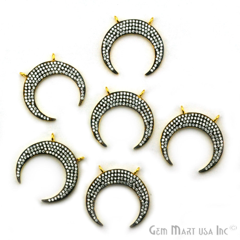 Moon' CZ Pave Gold Vermeil Charm for Bracelet & Pendants - GemmartUSA