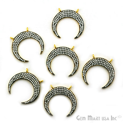 Moon' CZ Pave Gold Vermeil Charm for Bracelet & Pendants - GemmartUSA