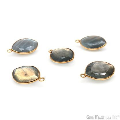 Labradorite Marquise 14x18mm Gold Plated Single Bail Gemstone Bezel Connector