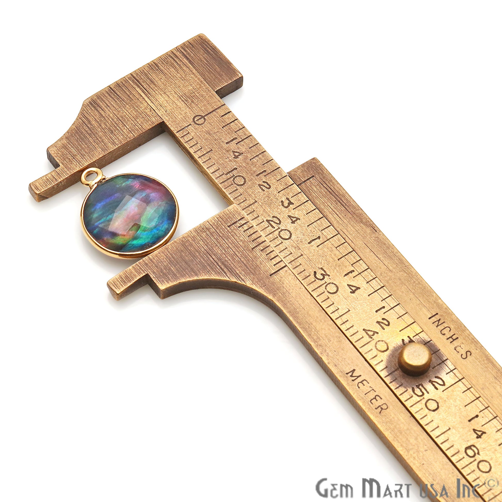 Multi Color Quartz, 12mm Round Crystal Aura Quartz, Doublet Quartz, (Pick Bail) - GemMartUSA
