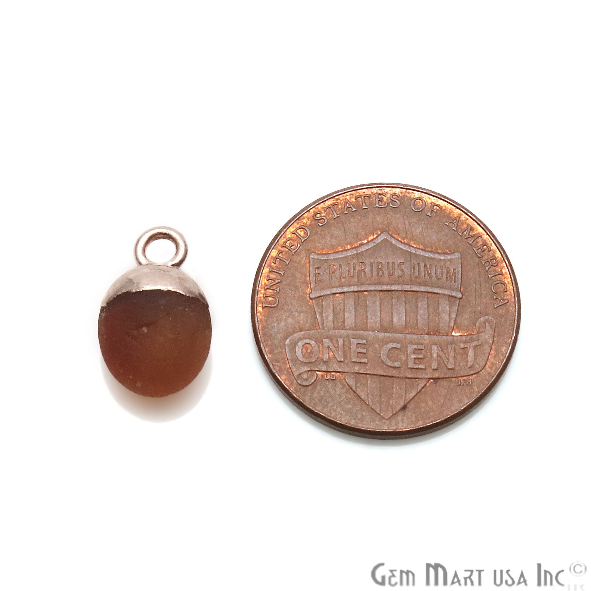 Carnelian Matte Beads Free Form 15x8mm Rose Gold Electroplated Pendant Connector - GemMartUSA