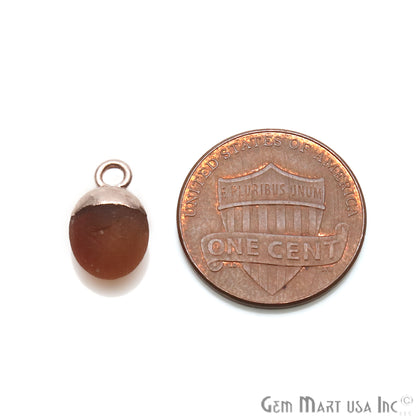 Carnelian Matte Beads Free Form 15x8mm Rose Gold Electroplated Pendant Connector - GemMartUSA