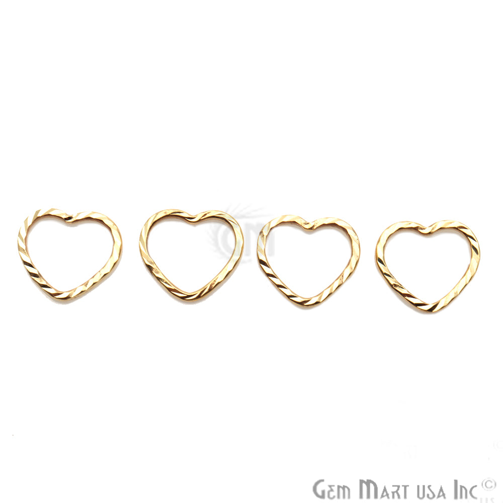 Gold Plated Heart Finding, Filigree Findings,Bracelets Heart Charm (Pick Size) - GemMartUSA