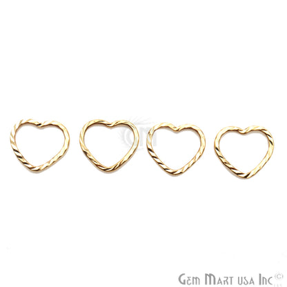 Gold Plated Heart Finding, Filigree Findings,Bracelets Heart Charm (Pick Size) - GemMartUSA