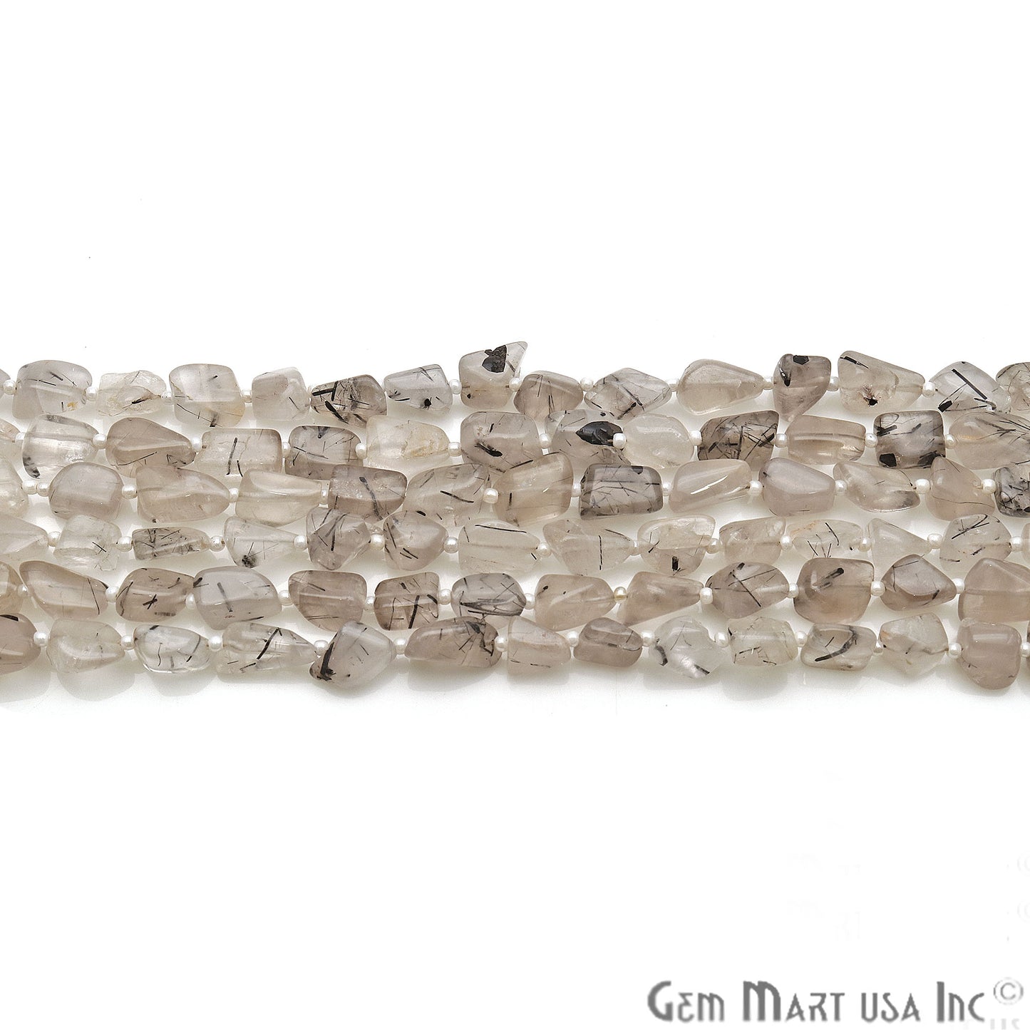 Rutilated Free Form 9x7mm Tumble Beads Gemstone Strands - GemMartUSA