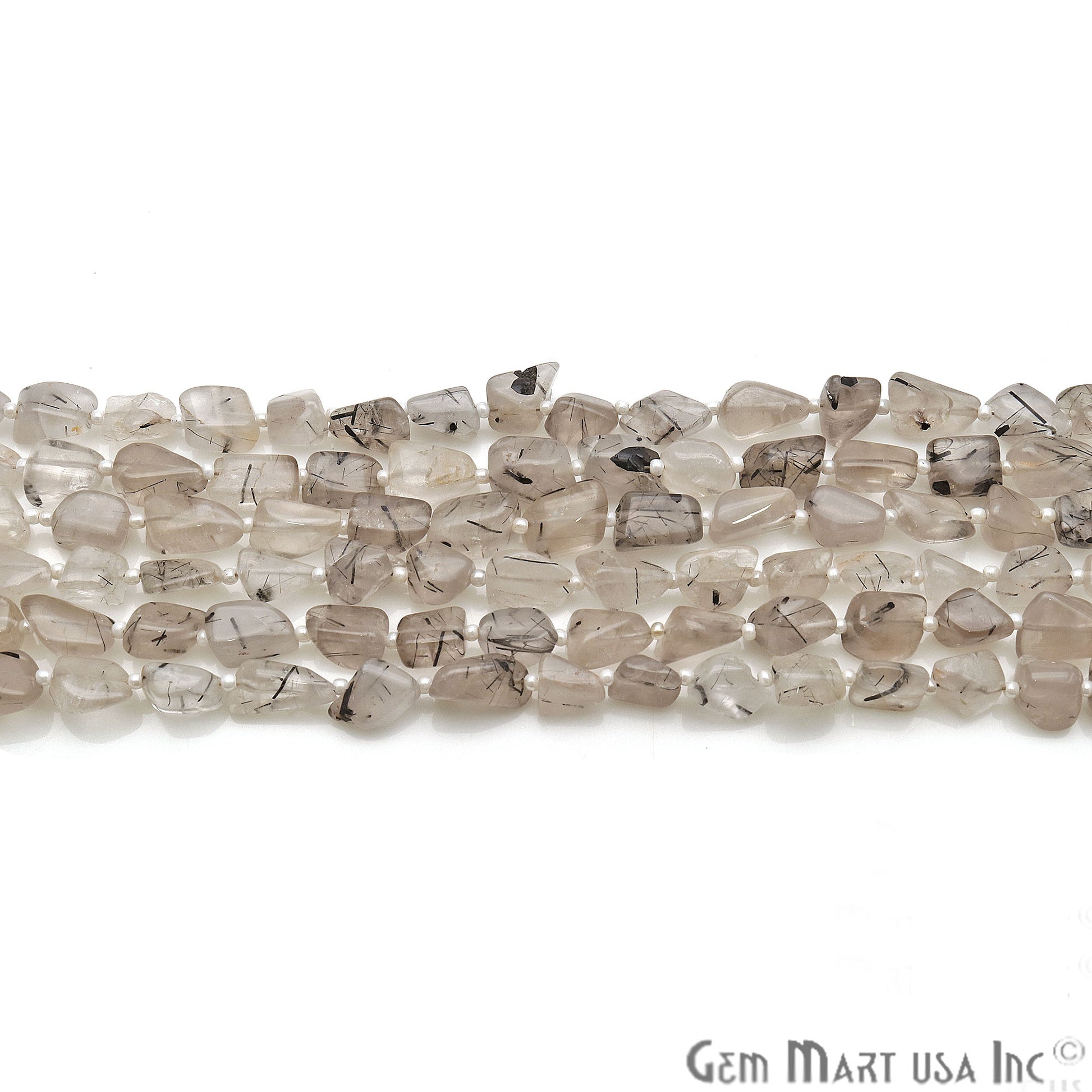 Rutilated Free Form 9x7mm Tumble Beads Gemstone Strands - GemMartUSA