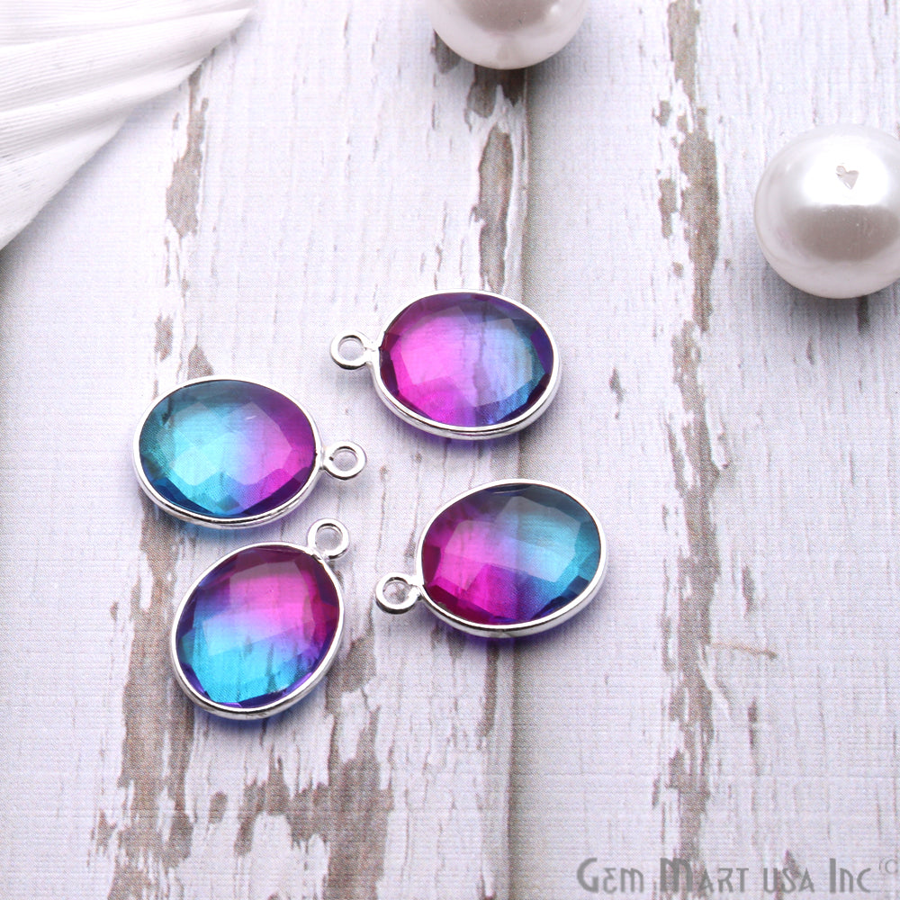 Doublet Aura Quartz 10x12mm Oval Connector (Pick Color,Plating,Bail) - GemMartUSA