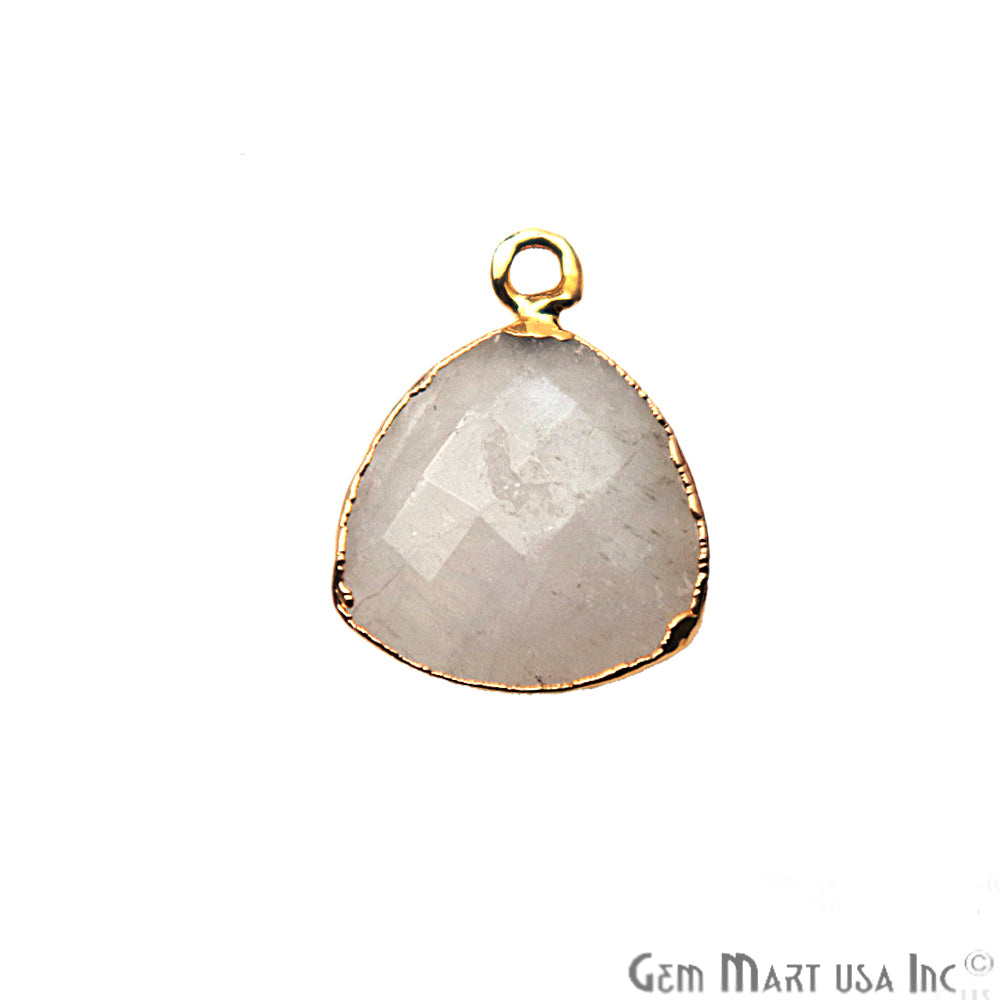Rainbow Moonstone 16mm Trillion Gold Edged Gemstone Connector - GemMartUSA