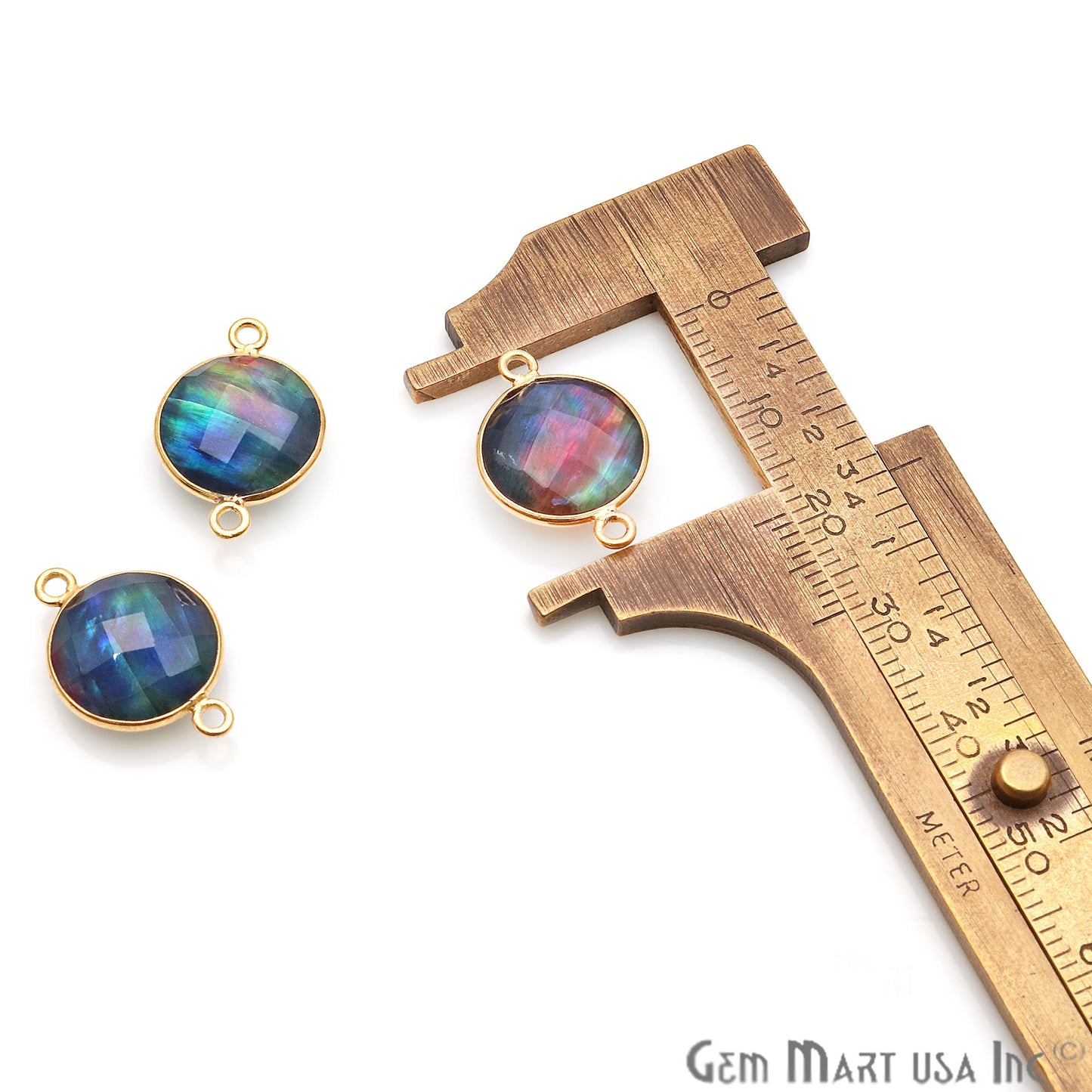 Multi Color Quartz, 12mm Round Crystal Aura Quartz, Doublet Quartz, (Pick Bail) - GemMartUSA