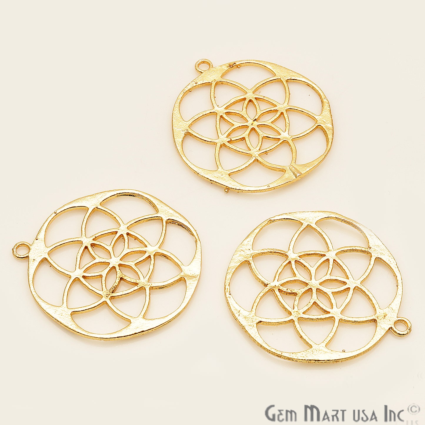 Mandala Shape Finding 40x36mm Gold Plated Chandelier Jewelry Charm - GemMartUSA