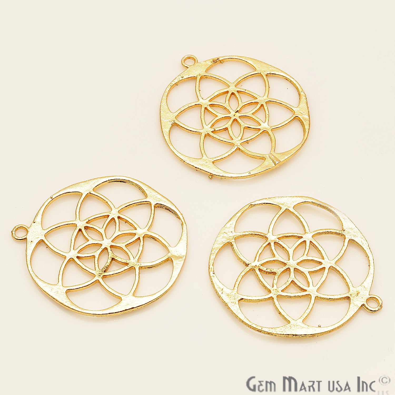 Mandala Shape Finding 40x36mm Gold Plated Chandelier Jewelry Charm - GemMartUSA
