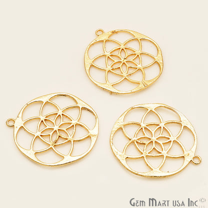 Mandala Shape Finding 40x36mm Gold Plated Chandelier Jewelry Charm - GemMartUSA