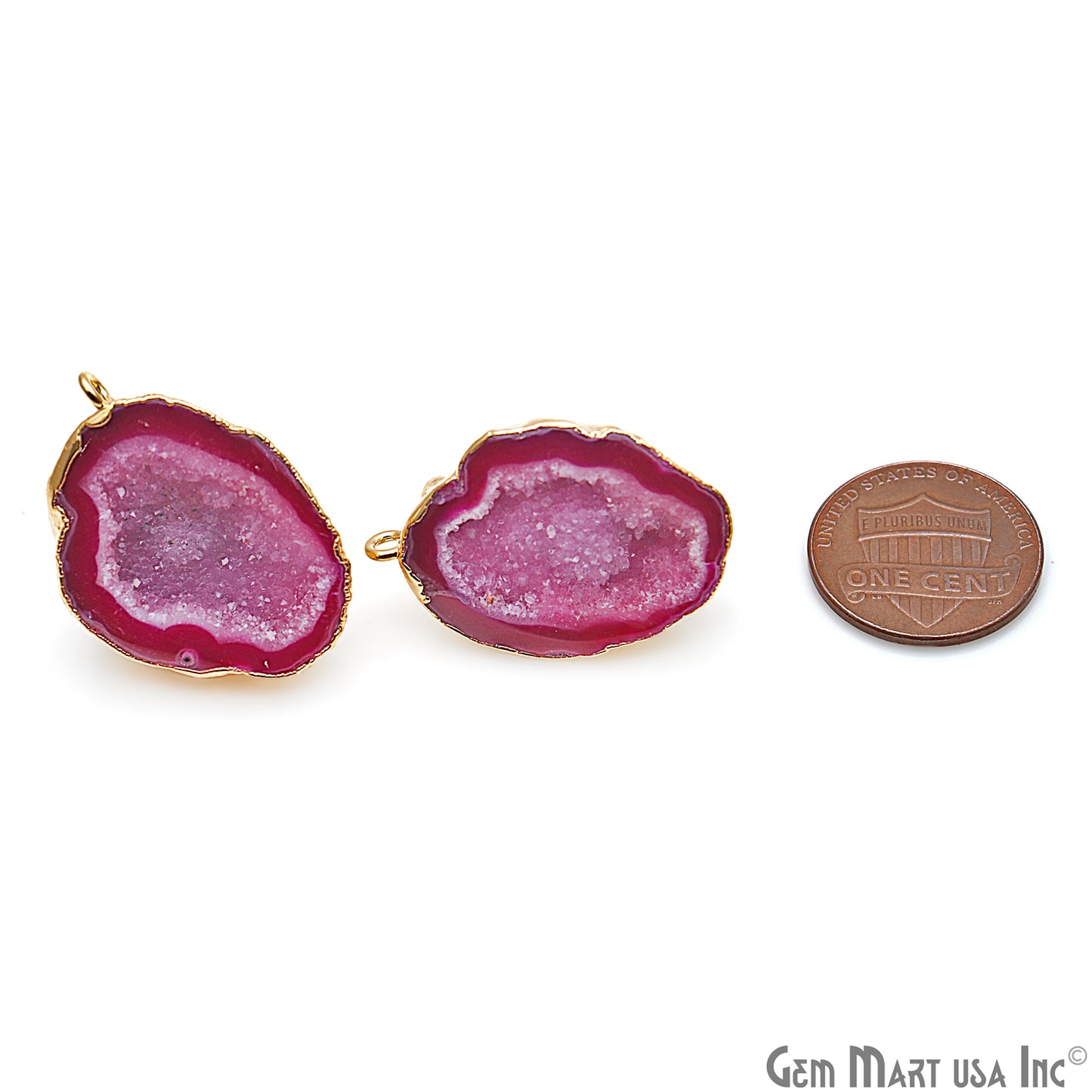 DIY Agate Slice Geode Druzy 20x30mm Gold Electroplated Loop Connector Studs Earrings - GemMartUSA