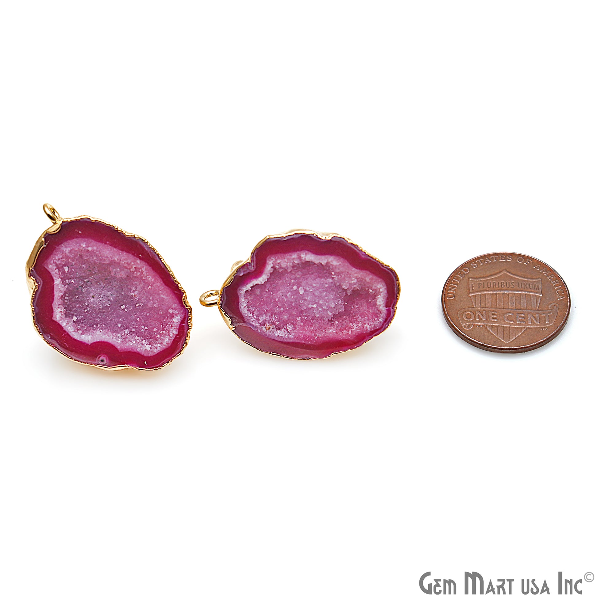 DIY Agate Slice Geode Druzy 20x30mm Gold Electroplated Loop Connector Studs Earrings - GemMartUSA