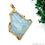 Aquamarine Free Form shape 54x38mm Gold Electroplated Gemstone Single Bail Pendant