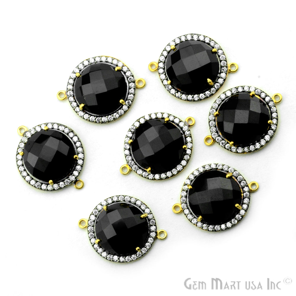 Round Shape 14mm Cubic Zirconia Prong Setting Gold Connector (Pick Your Gemstone) - GemmartUSA