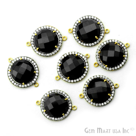 Round Shape 14mm Cubic Zirconia Prong Setting Gold Connector (Pick Your Gemstone) - GemmartUSA