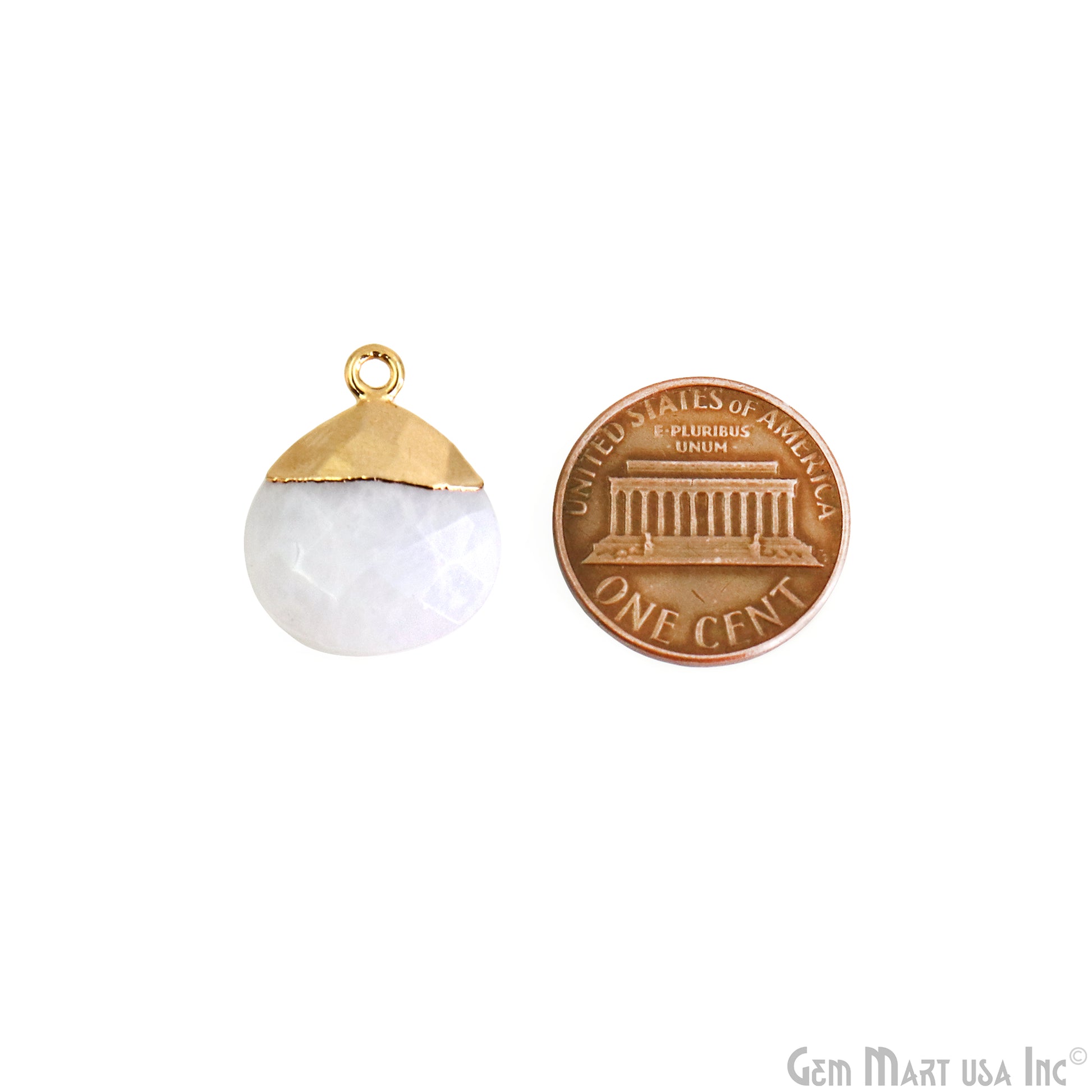 image of  gemstone pendant rainbow moonstone loop connector gold plated wholesale supply