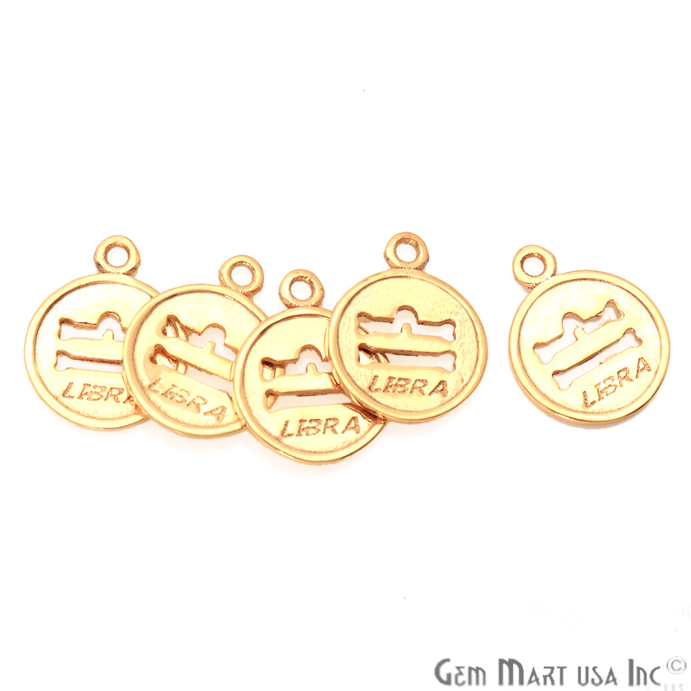 Libra Print Round Shape Gold Plated Finding Connector - GemMartUSA