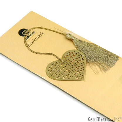 Metal Heart Love Bookmark With Tassel. Gold Bookmark, Reader Gift, Handmade Bookmark, Page Marker, Aesthetic Gift, 51x40mm