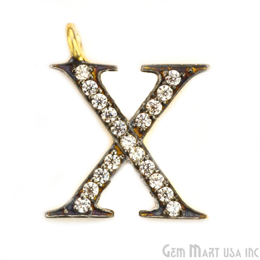 x' Alphabet Charm CZ Pave Gold Vermeil Charm for Bracelet & Pendants - GemmartUSA