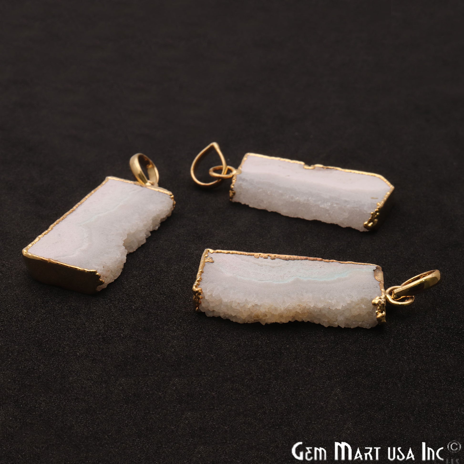 Rainbow Moonstone 43x18mm Gold Electroplated Single Bail Pendant - GemMartUSA