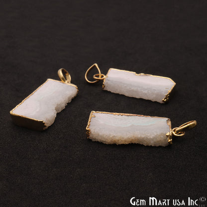 Rainbow Moonstone 43x18mm Gold Electroplated Single Bail Pendant - GemMartUSA